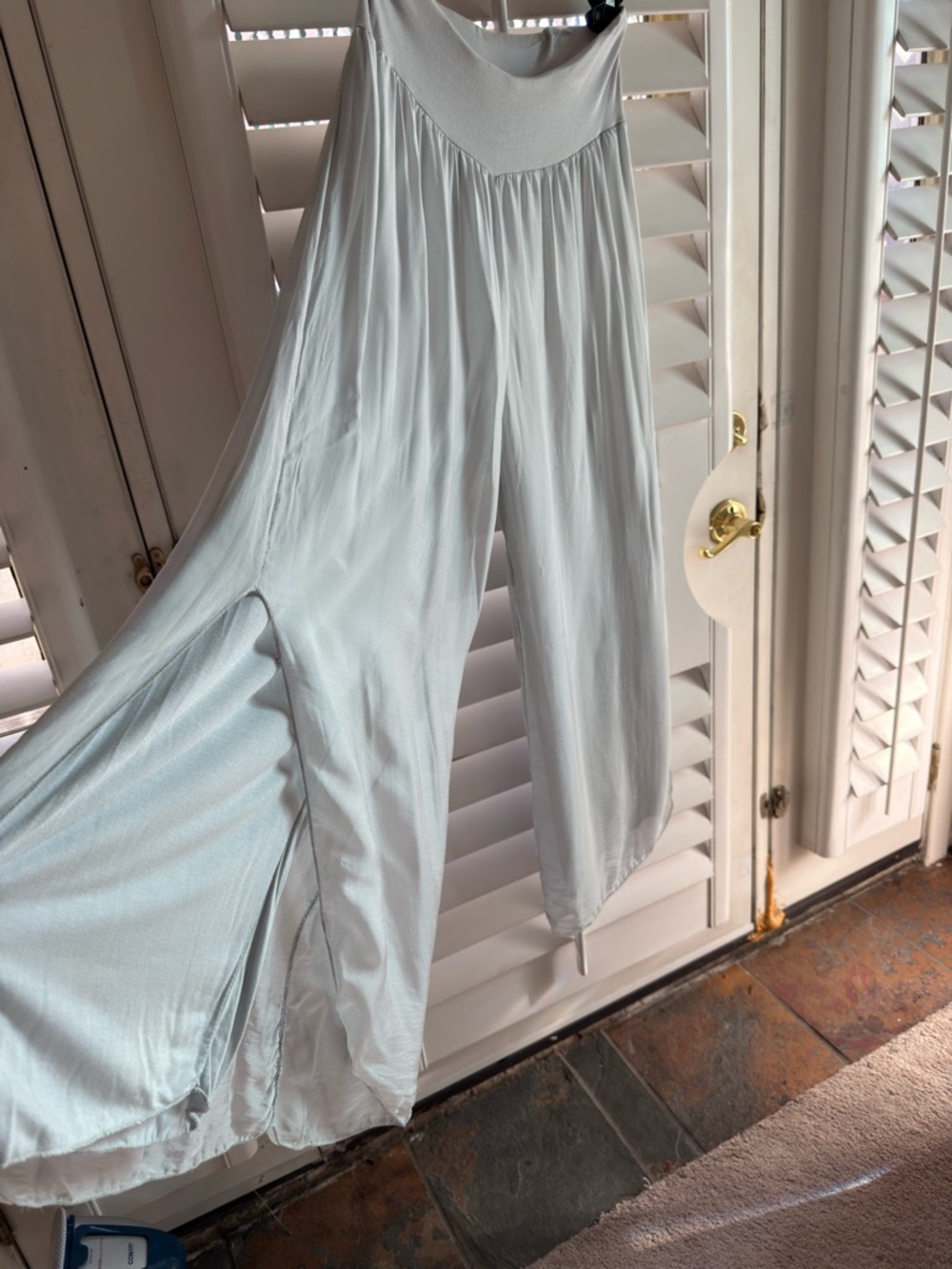 Palazzo Wide Leg lined Pull-On Pants in Light silky Gray - Picture 3 of 5